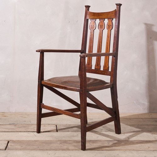 Arts And Crafts Oak And Leather Desk Chair