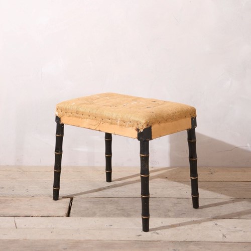 20Th Century Ebonised Faux Bamboo Footstool