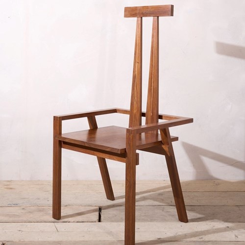 20Th Century Solid Walnut Constructivist Chair