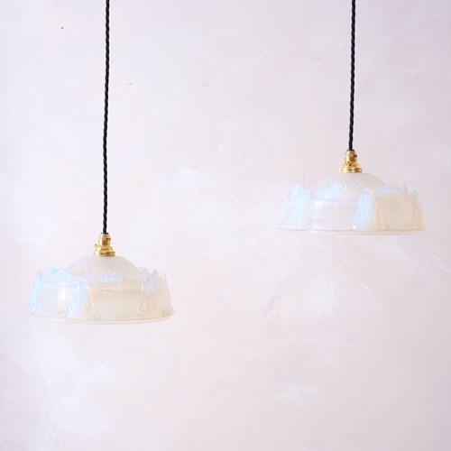1930'S Vaseline Glass Pendant Lights - 1 Available