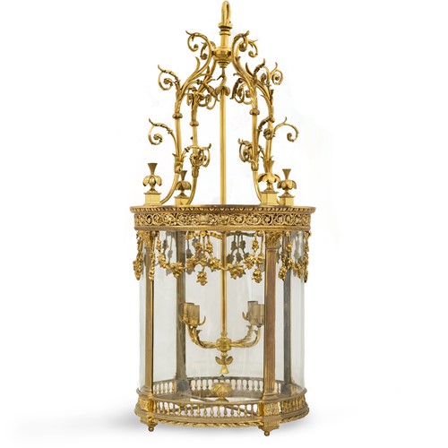 Oversized ornate French brass lantern