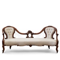 Antique Victorian Carved Mahogany Parlour Sofa