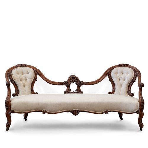 Antique Victorian Carved Mahogany Parlour Sofa