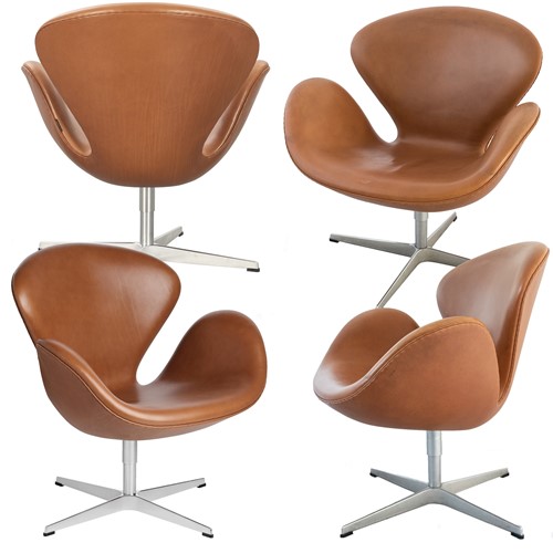 Republic of fritz hansen swan chairs in leather