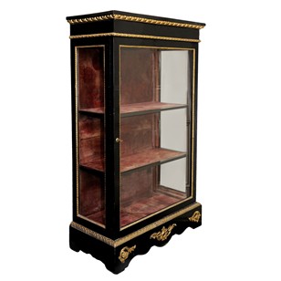 French Mid 19Th Century Ebonised Glazed Cabinet 