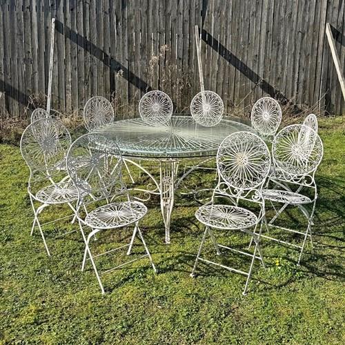 Glass Top Garden Table And 10 Chairs