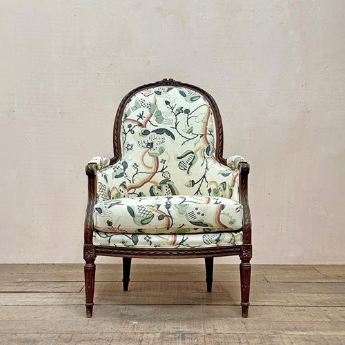 Bergère Armchair In Robert Kime Fabric