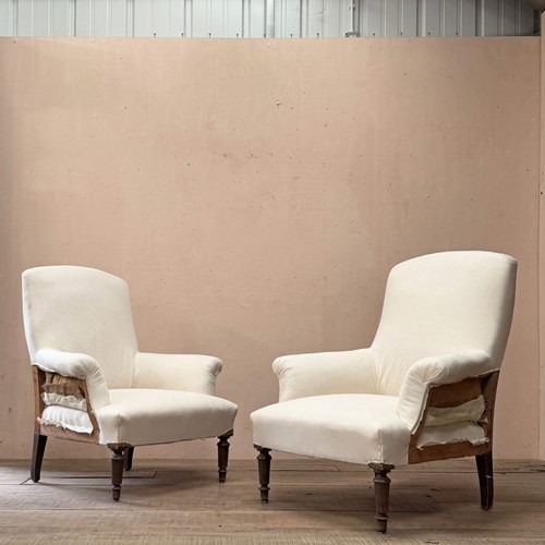 Pair Of Square Back Armchairs (We Can Upholster)