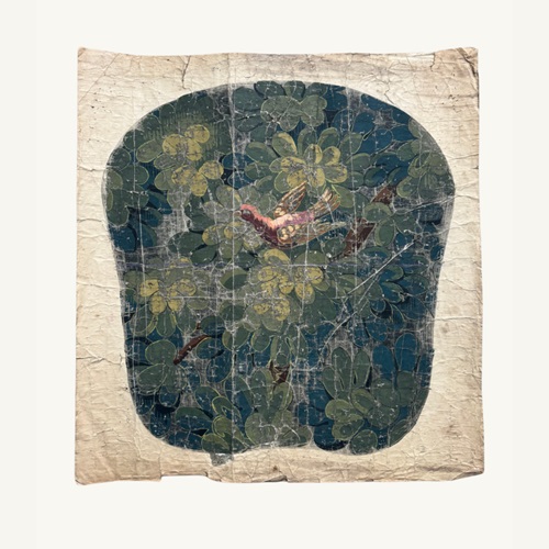 Aubusson 19Th Century Tapestry Cartoon: Bird In Greenery