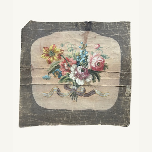 19Th Century Tapestry Cartoon: Florals With Bow