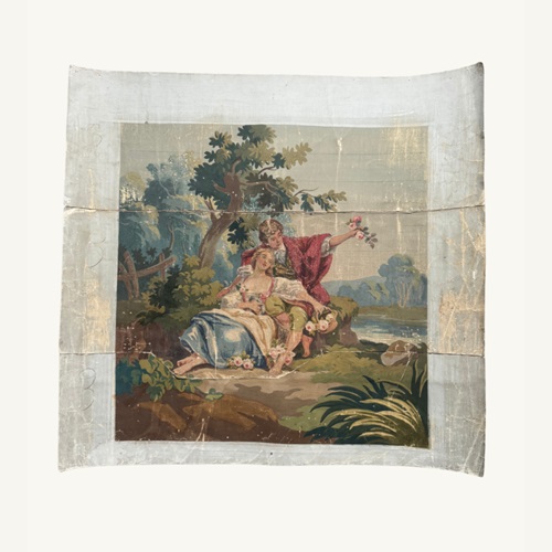 19Th Century Tapestry Cartoon: Couple Embracing