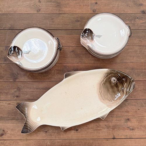 Fish Platter Set By Longwy, France