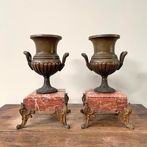 Pair Of Urns On Marble Bases