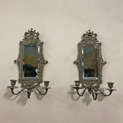 Pair Of Brass Wall Sconces