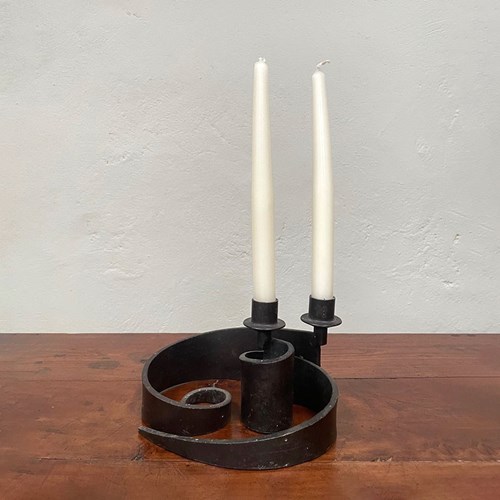 Pair Of Wrought Iron Candle Holders
