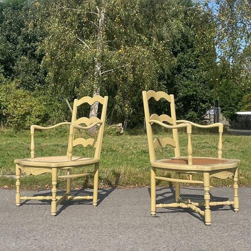 Pair Of Cream Cane Seat Chairs