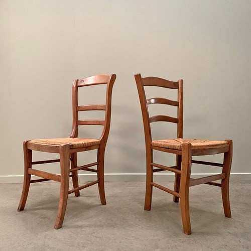 Near Pair Of Rush Seat Chairs (Each)