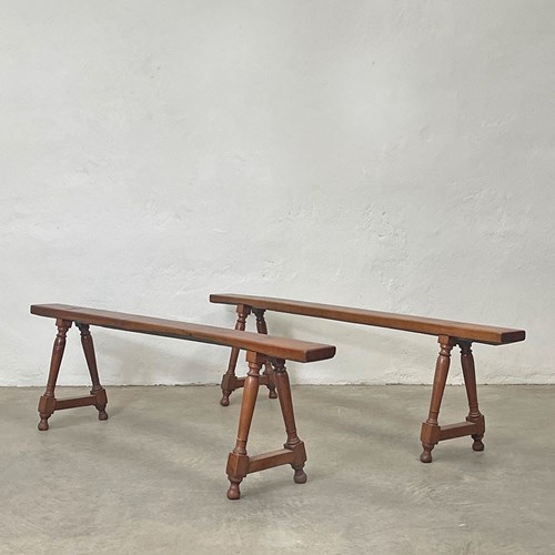 Pair Of Fruitwood Benches