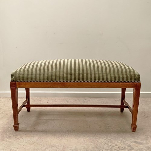 Green Striped Upholstered Bench