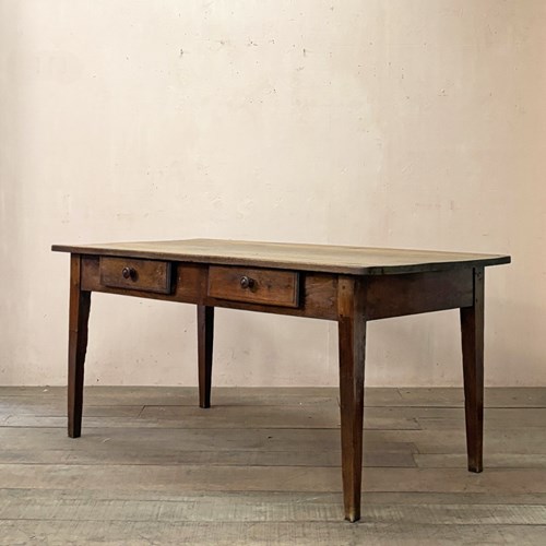 Antique Oak 2 Drawer Table