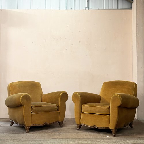 Pair Of Mustard Club Chairs