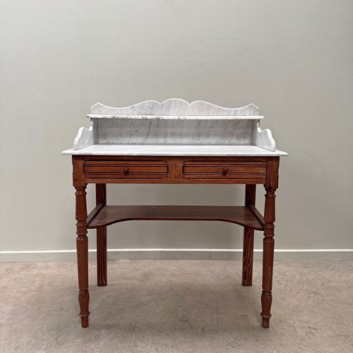 Pine Washstand With Marble Top