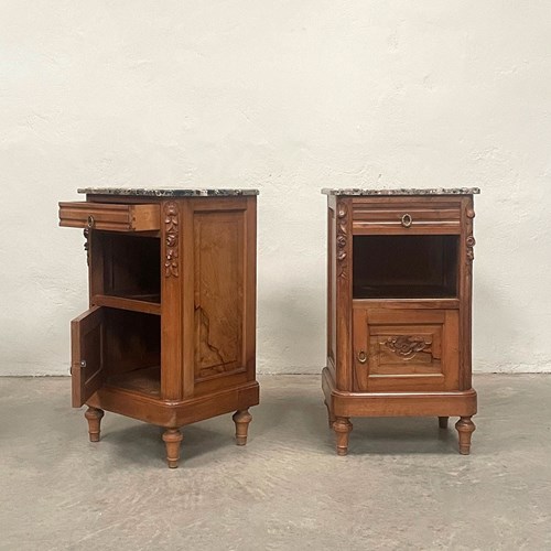 Pair Of Bedsides With Marble Tops