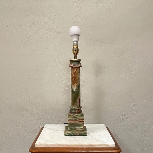 Green Onyx Column Table Lamp