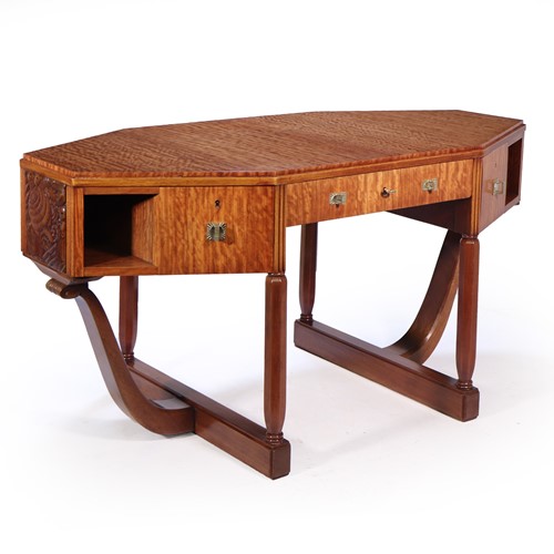 French Art Deco Desk In Satinwood, Maurice Dufrene