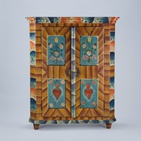 19th Century Painted Marriage Cupboard
