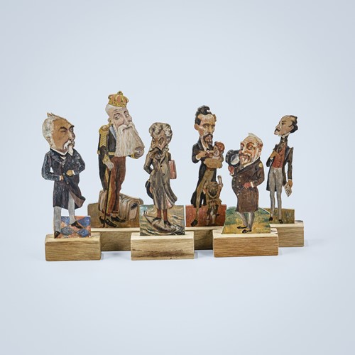 Set Of 6 Painted Wood Figures