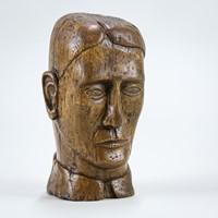 Late 19th Century Carved Wooden Head 