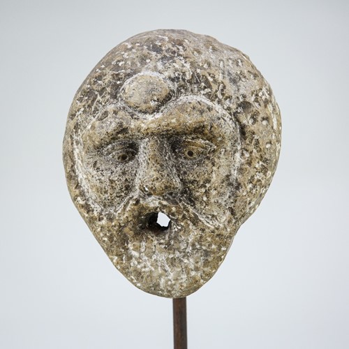 Early Carved Marble Primitive Stone Head