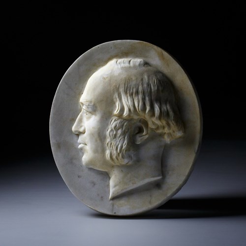 19Th Century Carved Marble Relief Portrait Plaque