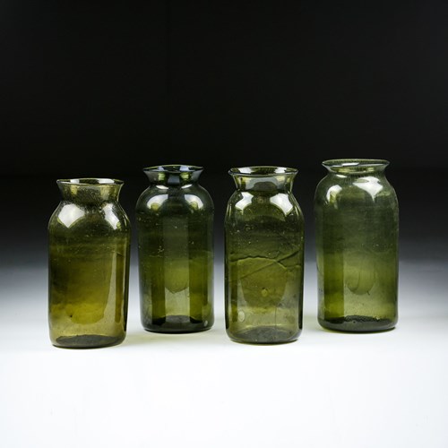 Collection Of 4 18Th Century Hand Blown Cornichon Pickling Jars