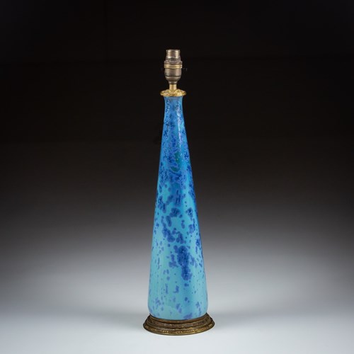 Large Conical Blue Studio Pottery Vase As Lamp