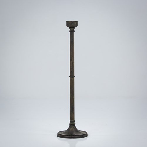 Large 19Th Century Patinated Brass Candlestick
