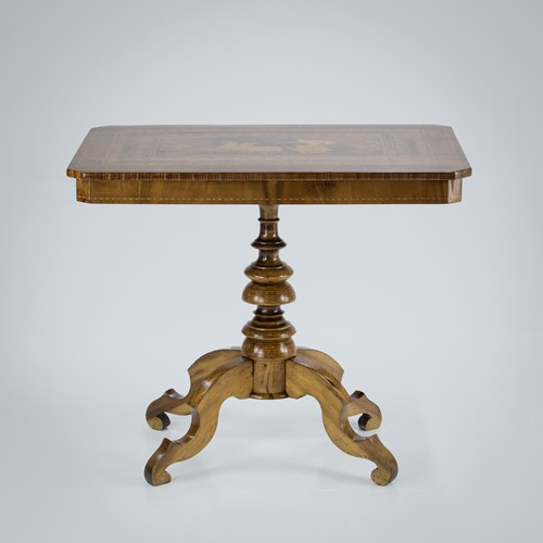 19Th Century Marquetry Table Of A Roman Charioteer