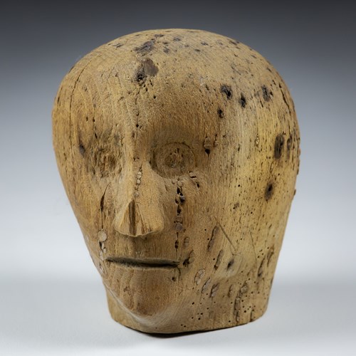 Extraordinary Late 18Th Early 19Th Century Carved Wood Marotte Porte Coiffe Head