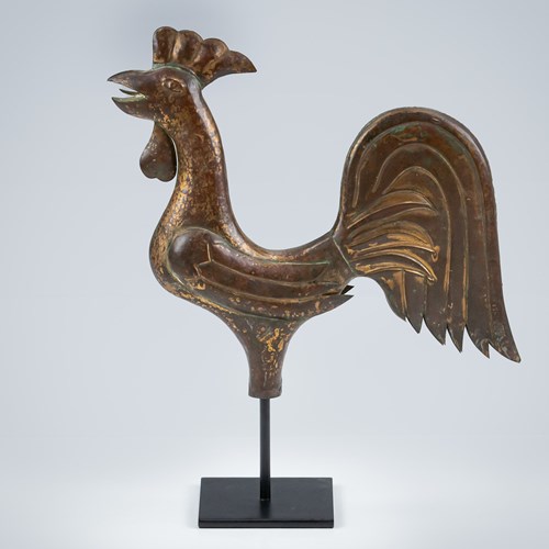Early 20Th Century Copper Cockerel Weathervane