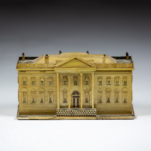 Fine Late 19Th Century Strawwork Model Of Clarendon House, Piccadily, London