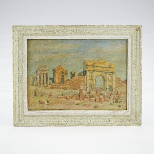 The Ancient Trajan Arch In The Ruins Of Timgad Oil On Board