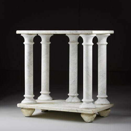 Smart Carrera Marble Column Side Table Or Display Shelf