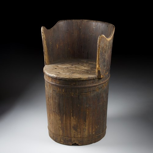 Early 20Th Century Primitive Barrel Chair