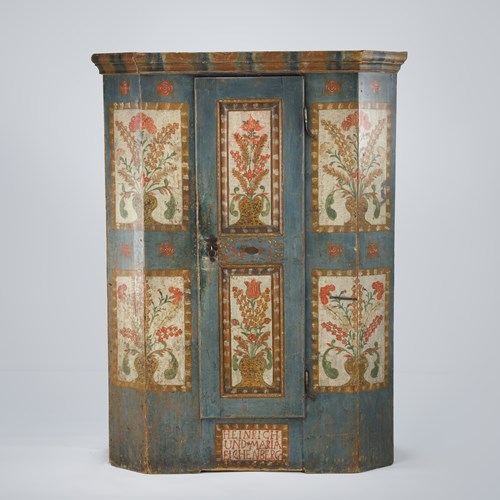 Early 19Th Century Painted Marriage Cupboard