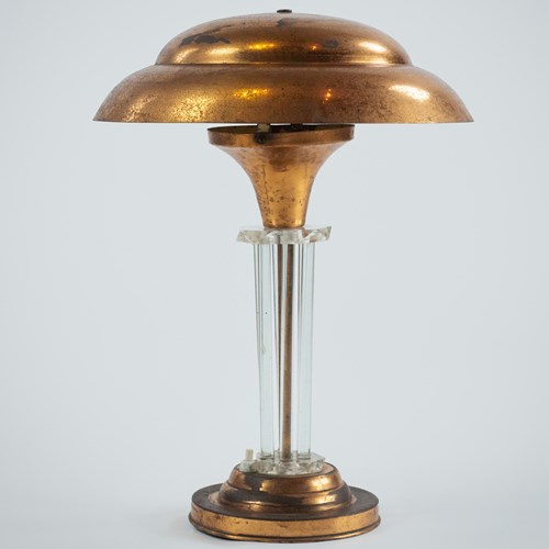 Glass And Copper Table Lamp In Manner Of Pietro Chiesa