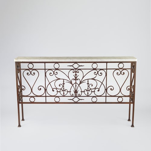 Large Iron And Marble Console Table
