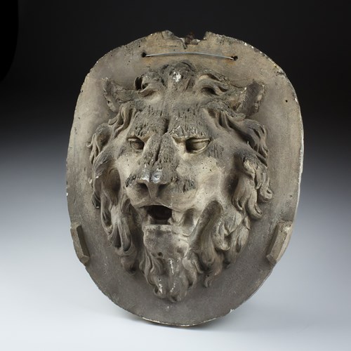 19Th Century Plaster Lion Mask