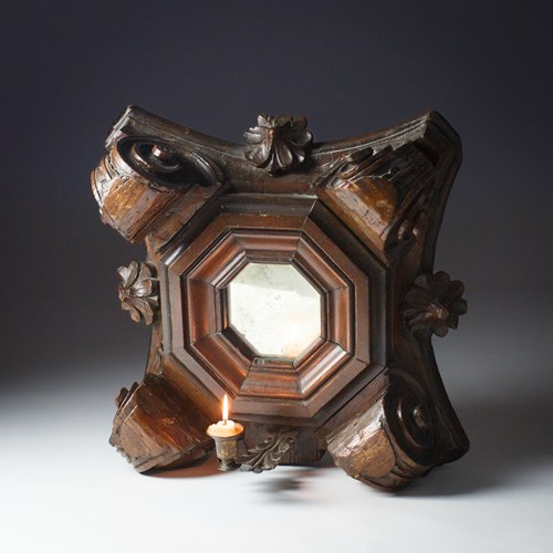18Th Century Carved Ceiling Boss Mirror