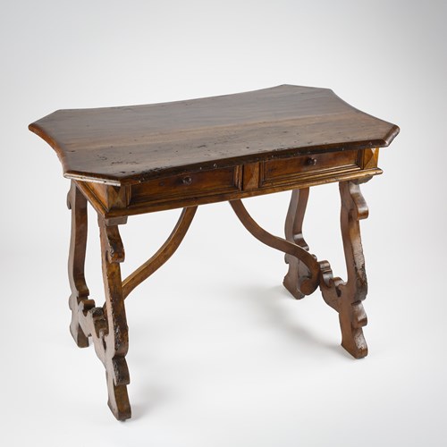 Early 19Th Century Italian Walnut Reverse Serpentine Desk Or Side Table